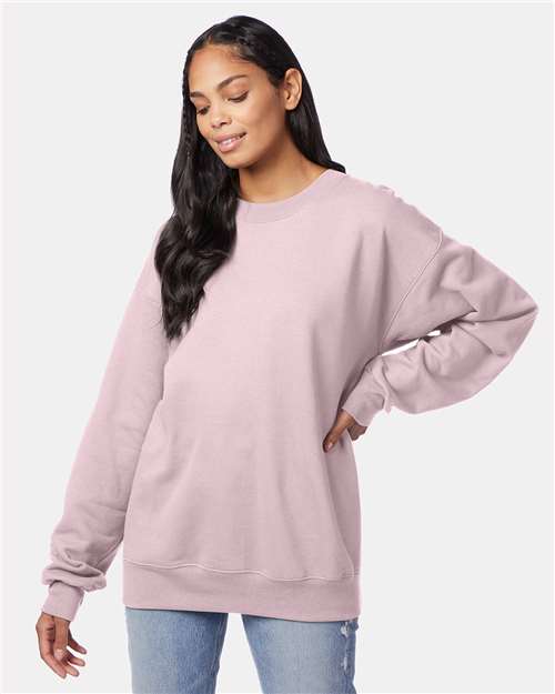 Hanes F260 Unisex Ultimate Cotton Crewneck Sweatshirt - Pale Pink - model front