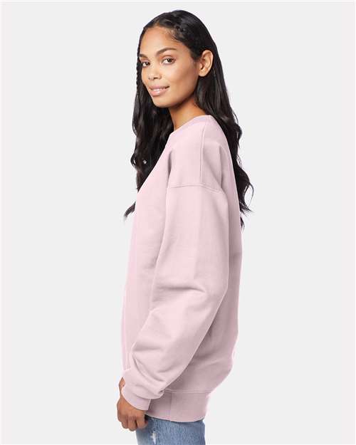 Hanes F260 Unisex Ultimate Cotton Crewneck Sweatshirt - Pale Pink - model side