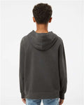Independent Trading Co. PRM1500Y Youth Midweight Pigment-Dyed Hooded Sweatshirt - Pigment Black - model back