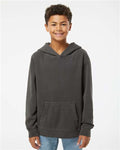 Independent Trading Co. PRM1500Y Youth Midweight Pigment-Dyed Hooded Sweatshirt - Pigment Black - model front