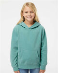 Independent Trading Co. PRM1500Y Youth Midweight Pigment-Dyed Hooded Sweatshirt - Pigment Mint - model front