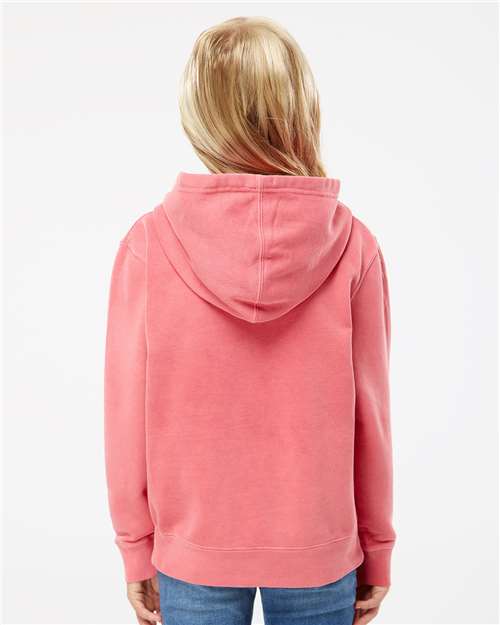 Independent Trading Co. PRM1500Y Youth Midweight Pigment-Dyed Hooded Sweatshirt - Pigment Pink - model back