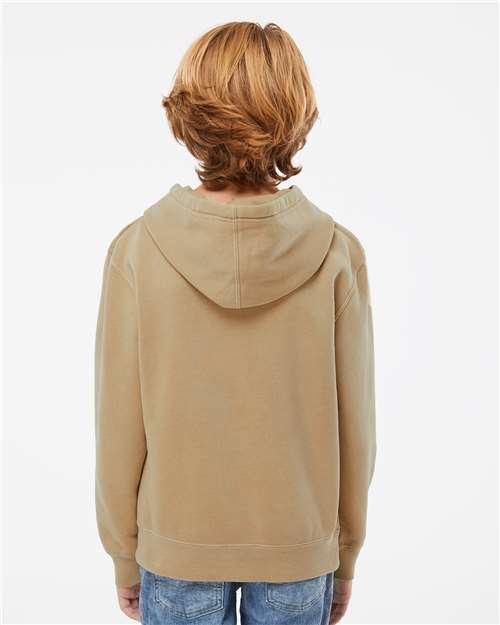 Independent Trading Co. PRM1500Y Youth Midweight Pigment-Dyed Hooded Sweatshirt - Pigment Sandstone - model back