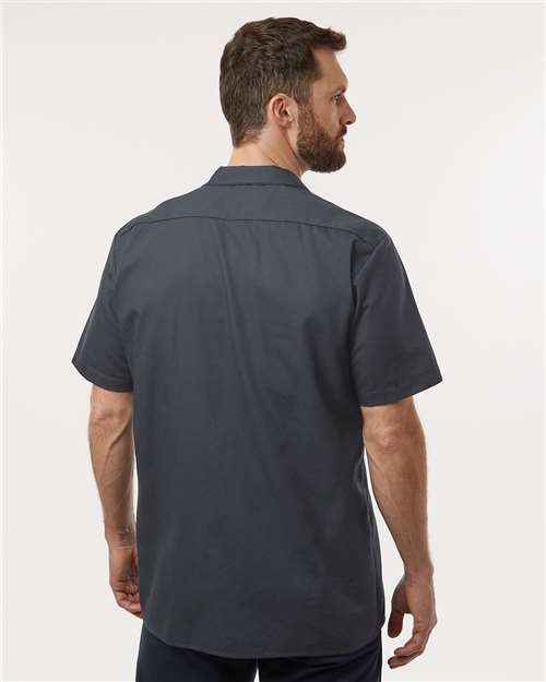 Dickies S535 Men's Industrial Short Sleeve Work Shirt - Dark Charcoal - model back