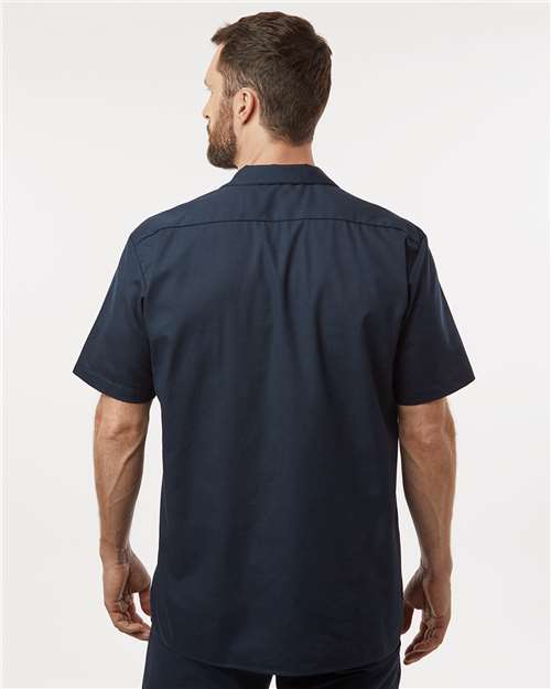 Dickies S535 Men's Industrial Short Sleeve Work Shirt - Dark Navy - model back