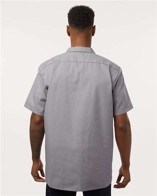 Dickies S535 Men's Industrial Short Sleeve Work Shirt - Graphite Grey - model back