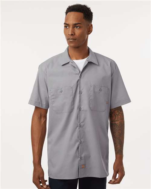 Dickies S535 Men's Industrial Short Sleeve Work Shirt - Graphite Grey - model front