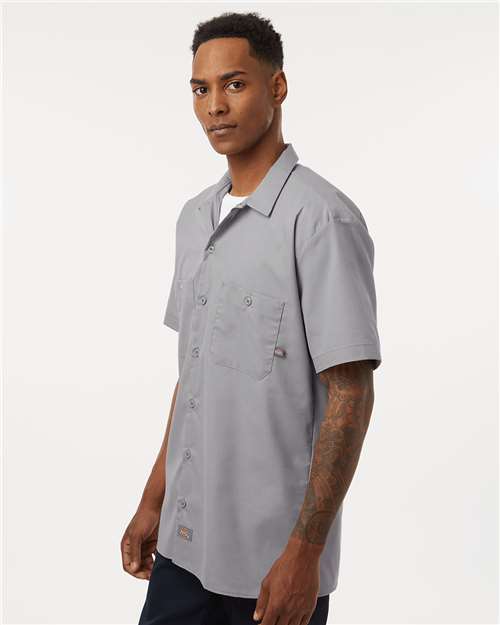 Dickies S535 Men's Industrial Short Sleeve Work Shirt - Graphite Grey - model side