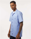 Dickies S535 Men's Industrial Short Sleeve Work Shirt - Light Blue - model side