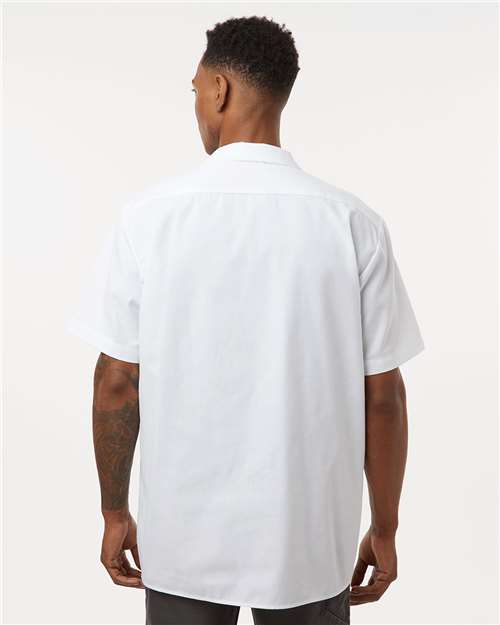 Dickies S535 Men's Industrial Short Sleeve Work Shirt - White - model back