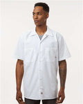 Dickies S535 Men's Industrial Short Sleeve Work Shirt - White - model front