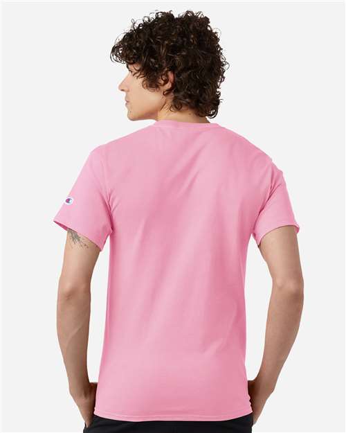 Champion T425 Unisex Classic T-Shirt - Pink Candy - model back