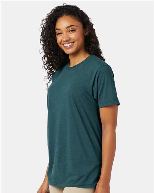 Hanes 4980 Perfect-T T-Shirt - Jade Pine Heather - model side