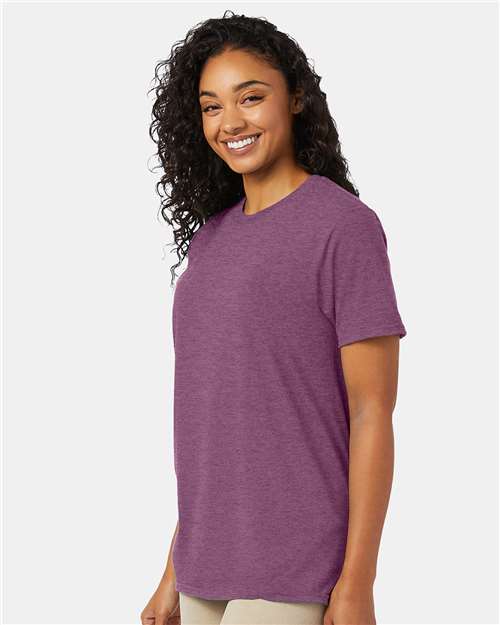 Hanes 4980 Perfect-T T-Shirt - Purple Rain Heather - model side