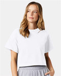 Champion T453W Women's Heritage Jersey Crop T-Shirt - White - model front