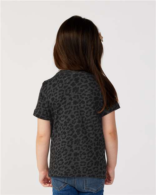 Rabbit Skins 3321 Toddler Fine Jersey Tee - Black Leopard - model back