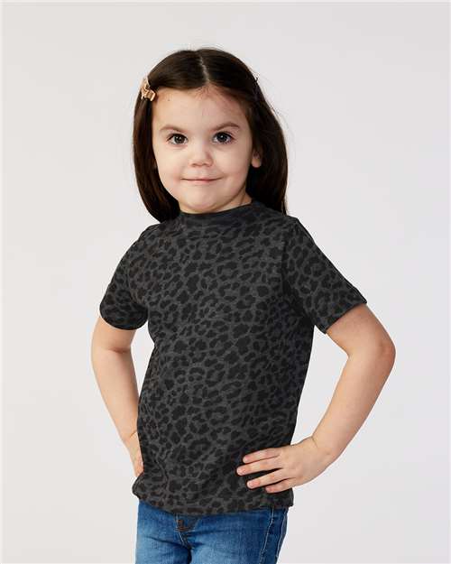 Rabbit Skins 3321 Toddler Fine Jersey Tee - Black Leopard - model front