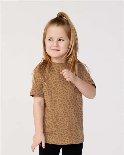 Rabbit Skins 3321 Toddler Fine Jersey Tee - Brown Leopard - model front
