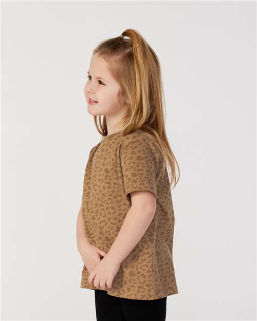 Rabbit Skins 3321 Toddler Fine Jersey Tee - Brown Leopard - model side