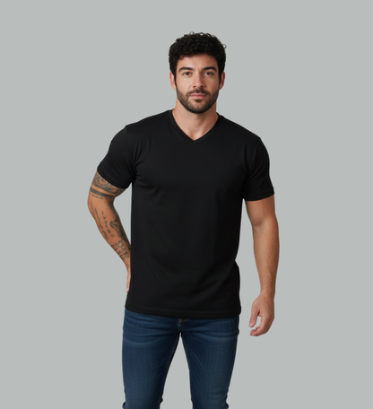 Classic V-Neck T-Shirt in Black, front view