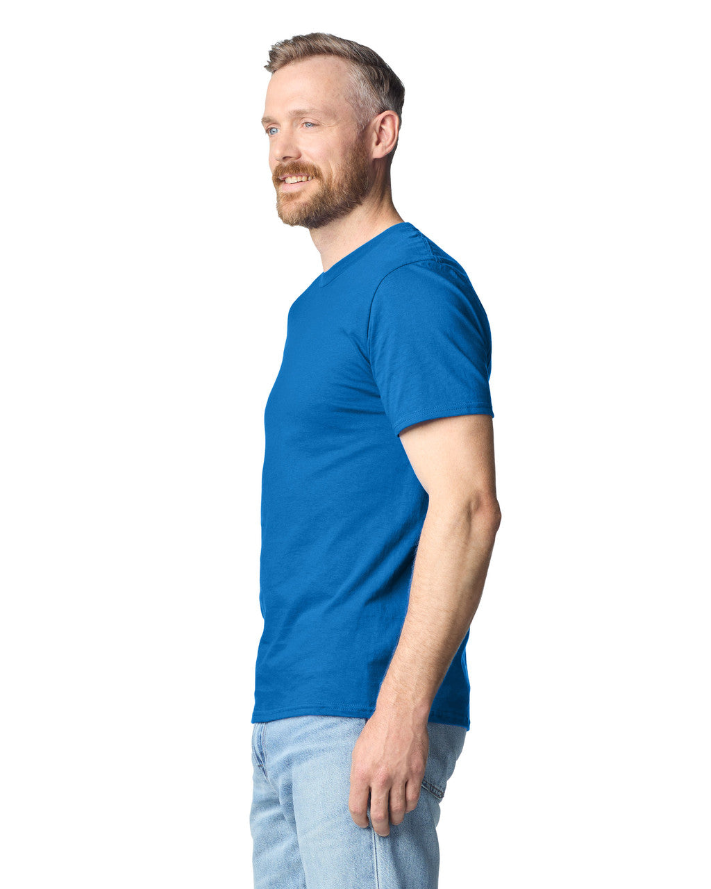 Gildan 980 Unisex Softstyle Lightweight T-Shirt - Royal Blue - model side