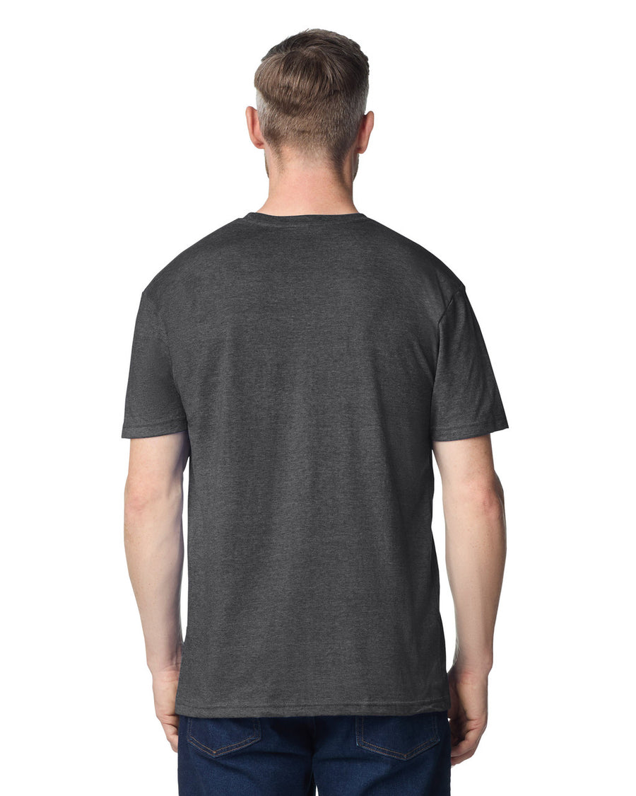 Gildan 980 Unisex Softstyle Lightweight T-Shirt - Heather Dark Grey - model back