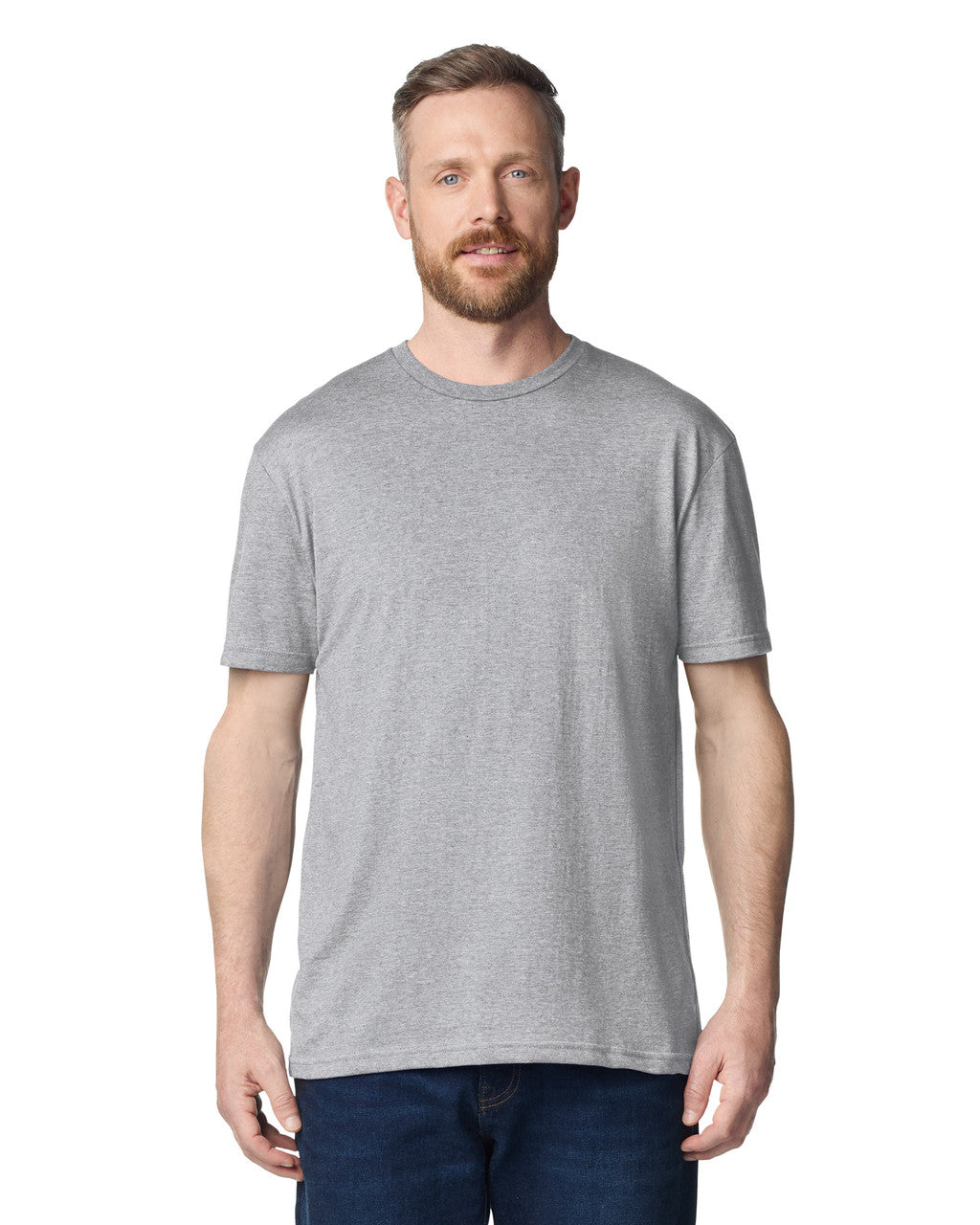 Gildan 980 Unisex Softstyle Lightweight T-Shirt - Heather Grey - model front