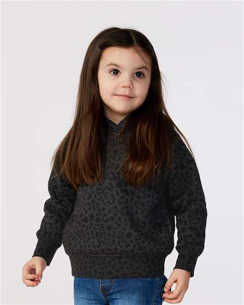 Rabbit Skins 3326 Toddler Pullover Fleece Hoodie - Black Leopard - model front