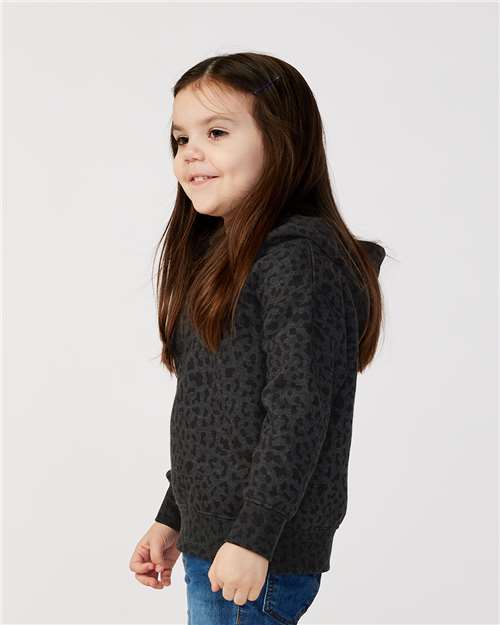 Rabbit Skins 3326 Toddler Pullover Fleece Hoodie - Black Leopard - model side