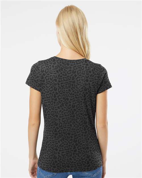 LAT 3516 Women's Fine Jersey Tee - Black Leopard - model back
