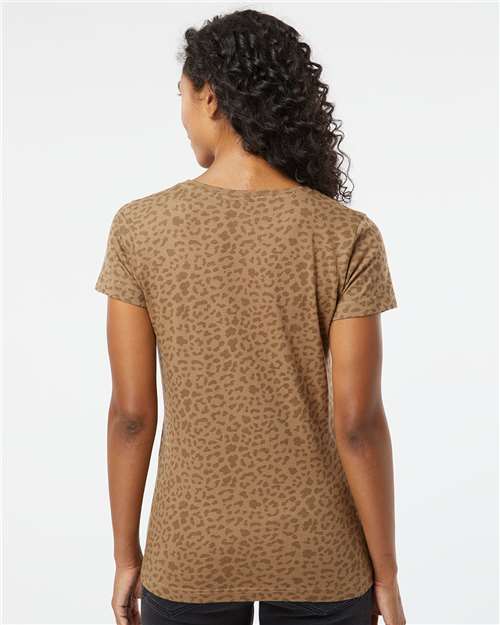 LAT 3516 Women's Fine Jersey Tee - Brown Leopard - model back