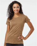 LAT 3516 Women's Fine Jersey Tee - Brown Leopard - model front