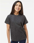 LAT 6101 Youth Fine Jersey Tee - Black Leopard - model front