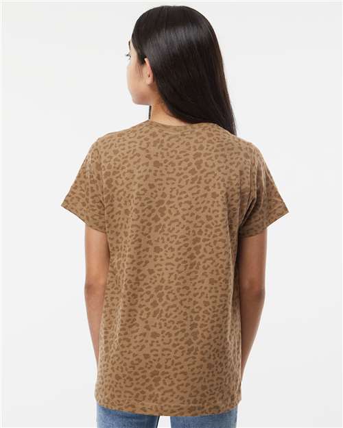 LAT 6101 Youth Fine Jersey Tee - Brown Leopard - model back