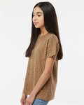 LAT 6101 Youth Fine Jersey Tee - Brown Leopard - model side