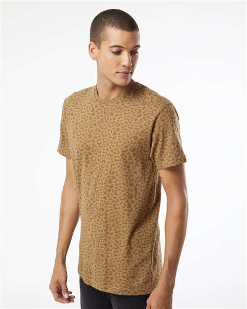 LAT 6901 Unisex Fine Jersey Tee - Brown Leopard - model side