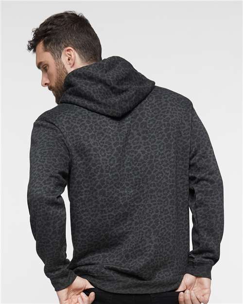 LAT 6926 Unisex Elevated Fleece Hoodie Sweatshirt - Black Leopard - model back