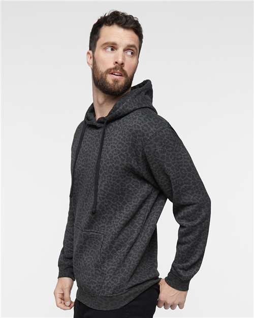 LAT 6926 Unisex Elevated Fleece Hoodie Sweatshirt - Black Leopard - model side