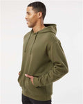 LAT 6926 Unisex Elevated Fleece Hoodie Sweatshirt - Military Green - model side