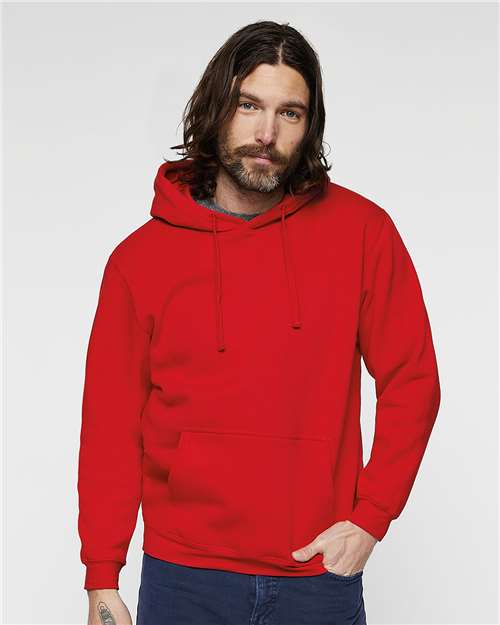 LAT 6926 Unisex Elevated Fleece Hoodie Sweatshirt - Red - model front
