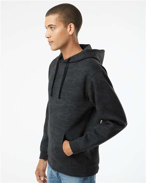 LAT 6926 Unisex Elevated Fleece Hoodie Sweatshirt - Storm Camo - model side
