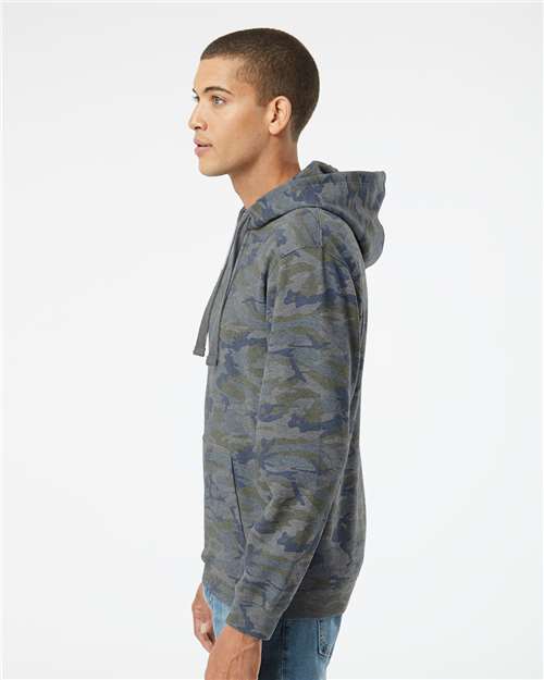 LAT 6926 Unisex Elevated Fleece Hoodie Sweatshirt - Vintage Camo - model side