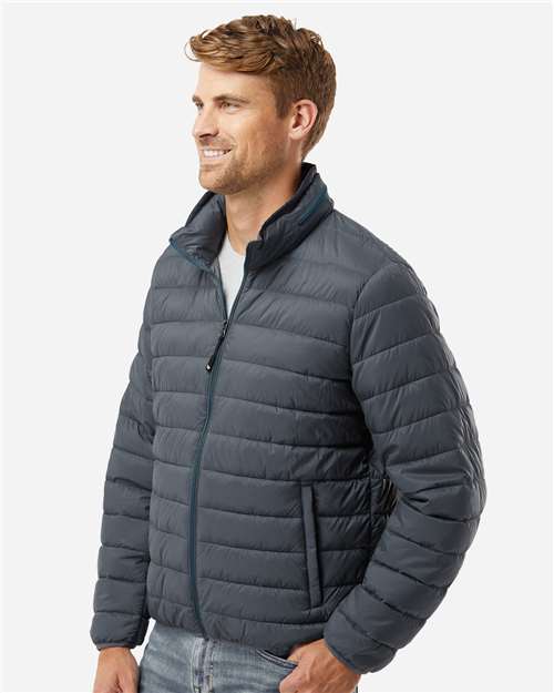 Weatherproof 211136 Men's PillowPac Puffer Jacket - Pewter - model side