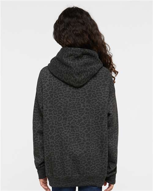 LAT 2296 Youth Hoodie Sweatshirt - Black Leopard - model back
