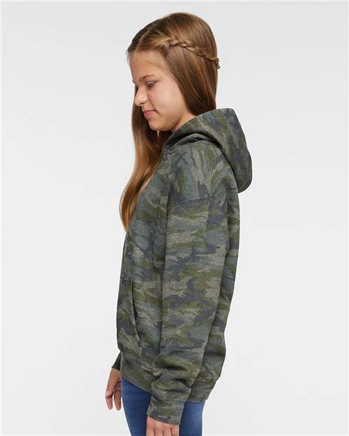 LAT 2296 Youth Hoodie Sweatshirt - Vintage Camo - model side