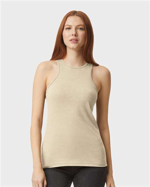 American Apparel 101CVC Women's CVC Tank - Heather Bone - model front