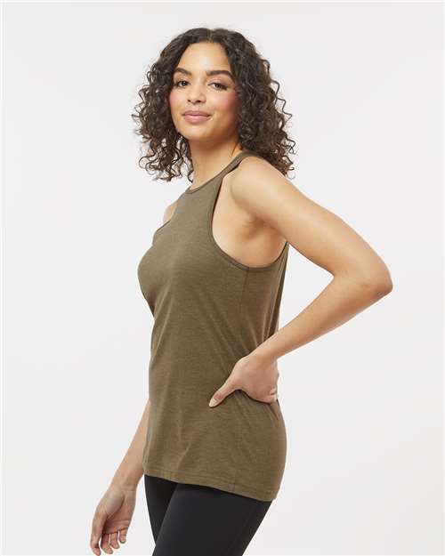 American Apparel 101CVC Women's CVC Tank - Heather Army - model side