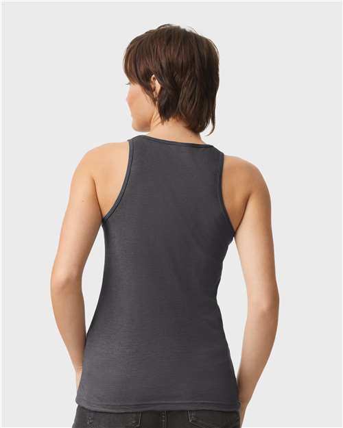 American Apparel 101CVC Women's CVC Tank - Heather Charcoal - model back