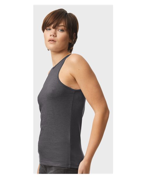American Apparel 101CVC Women's CVC Tank - Heather Charcoal - model side