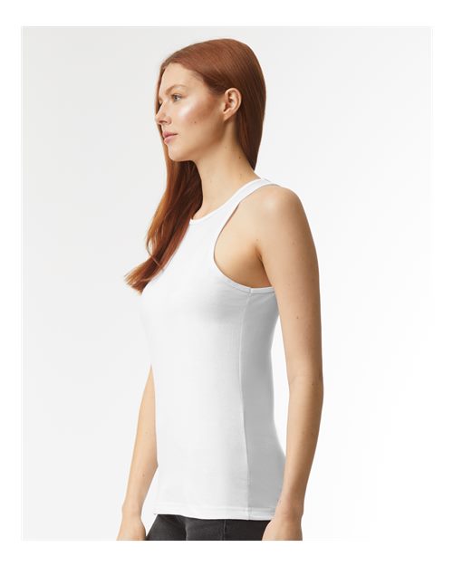 American Apparel 101CVC Women's CVC Tank - White - model side